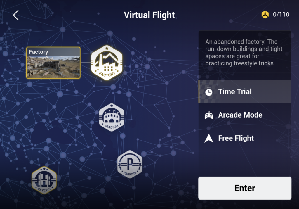 Flight mode in dji virtual flight