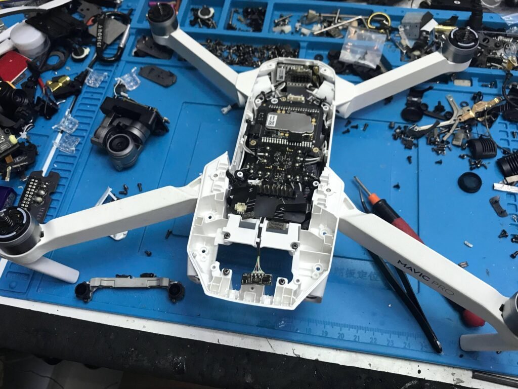 Technician repairing drone at DJI Service Center Mumbai workshop